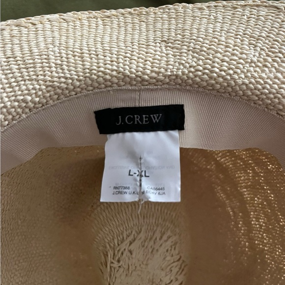J. Crew Cream Straw Beach Fedora with Black Trim Womens Size L/XL - Picture 7 of 8